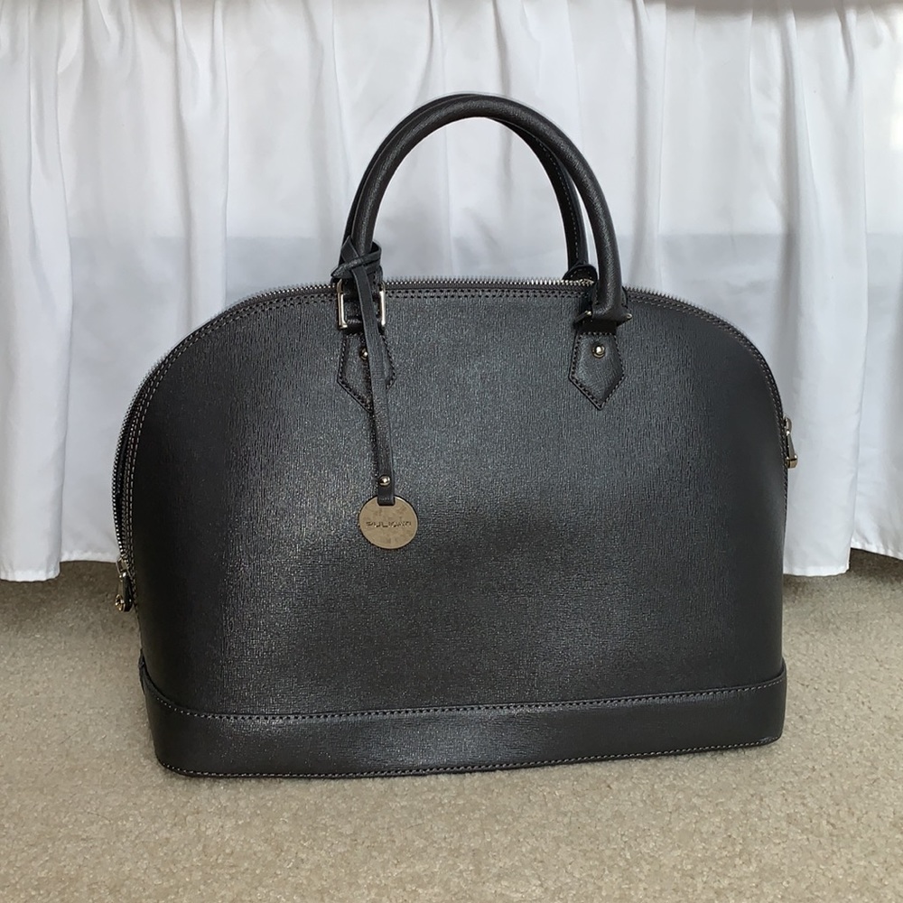 PULICATI GREY LEATHER PURSE